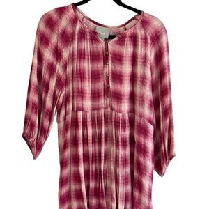 Anthropologie Red Plaid Button-Up Blouse